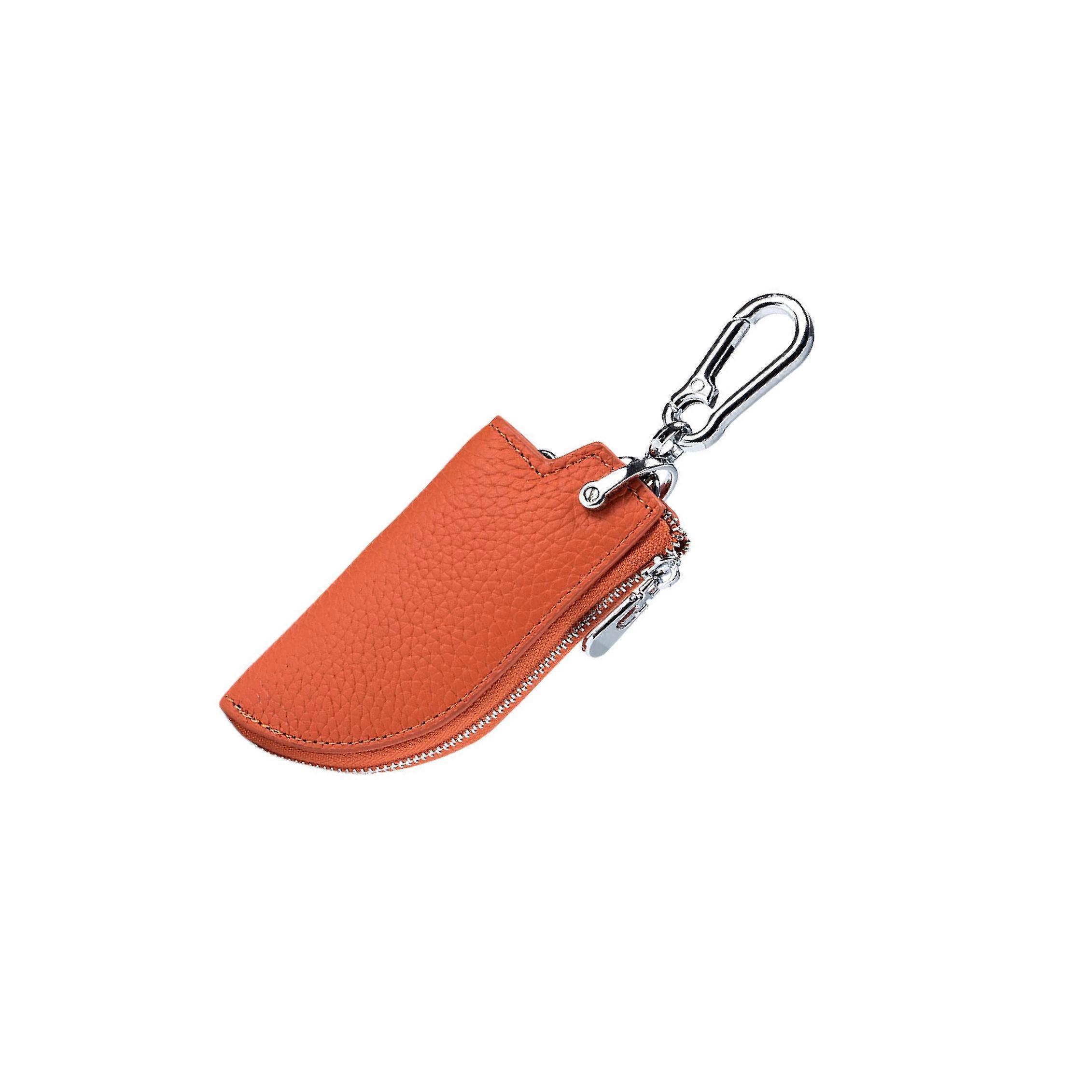 Car Key Case Key Pouch Universal Remote Key Fob Holder Key Chain Zipper Case Orange - Image 3