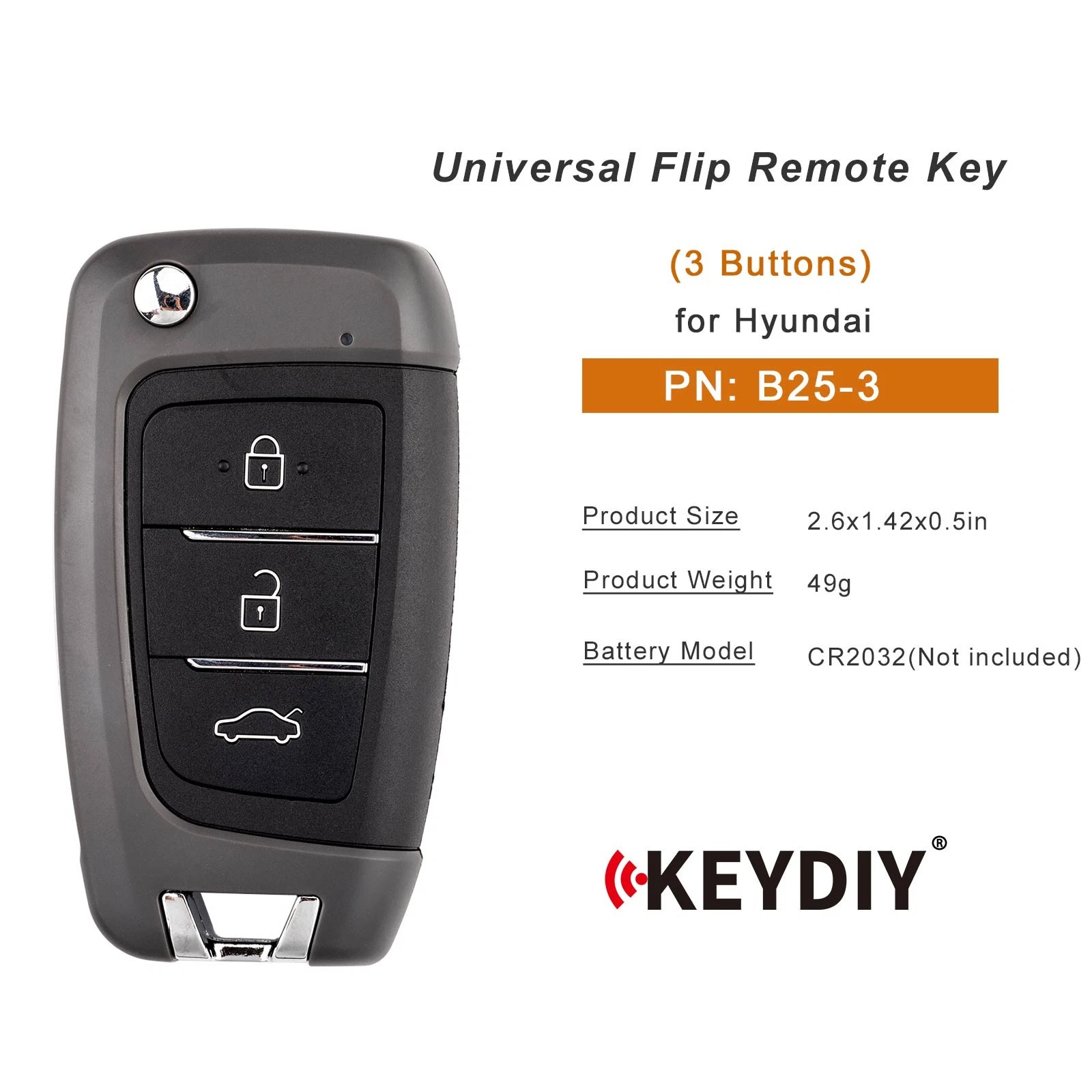 KEYDIY KD NB25-3 PCF Clé Télécommande Universelle Clapet 3 Boutons pour Style Hyundai - Image 1