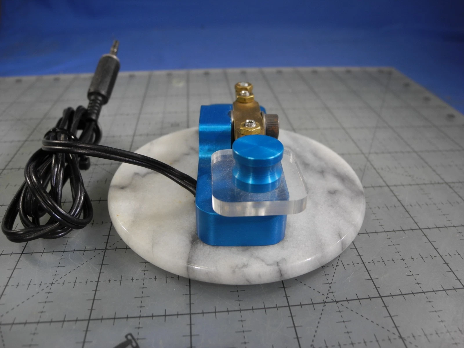 Clé radio amateur Morse clé droite bleue QRP POTA SOTA jamais bel état ! Navire USA ! - Image 3