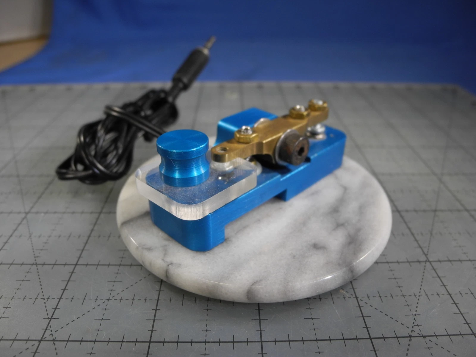 Clé radio amateur Morse clé droite bleue QRP POTA SOTA jamais bel état ! Navire USA ! - Image 2