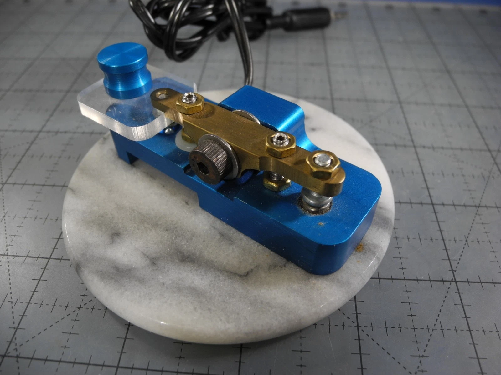 Clé radio amateur Morse clé droite bleue QRP POTA SOTA jamais bel état ! Navire USA ! - Image 4