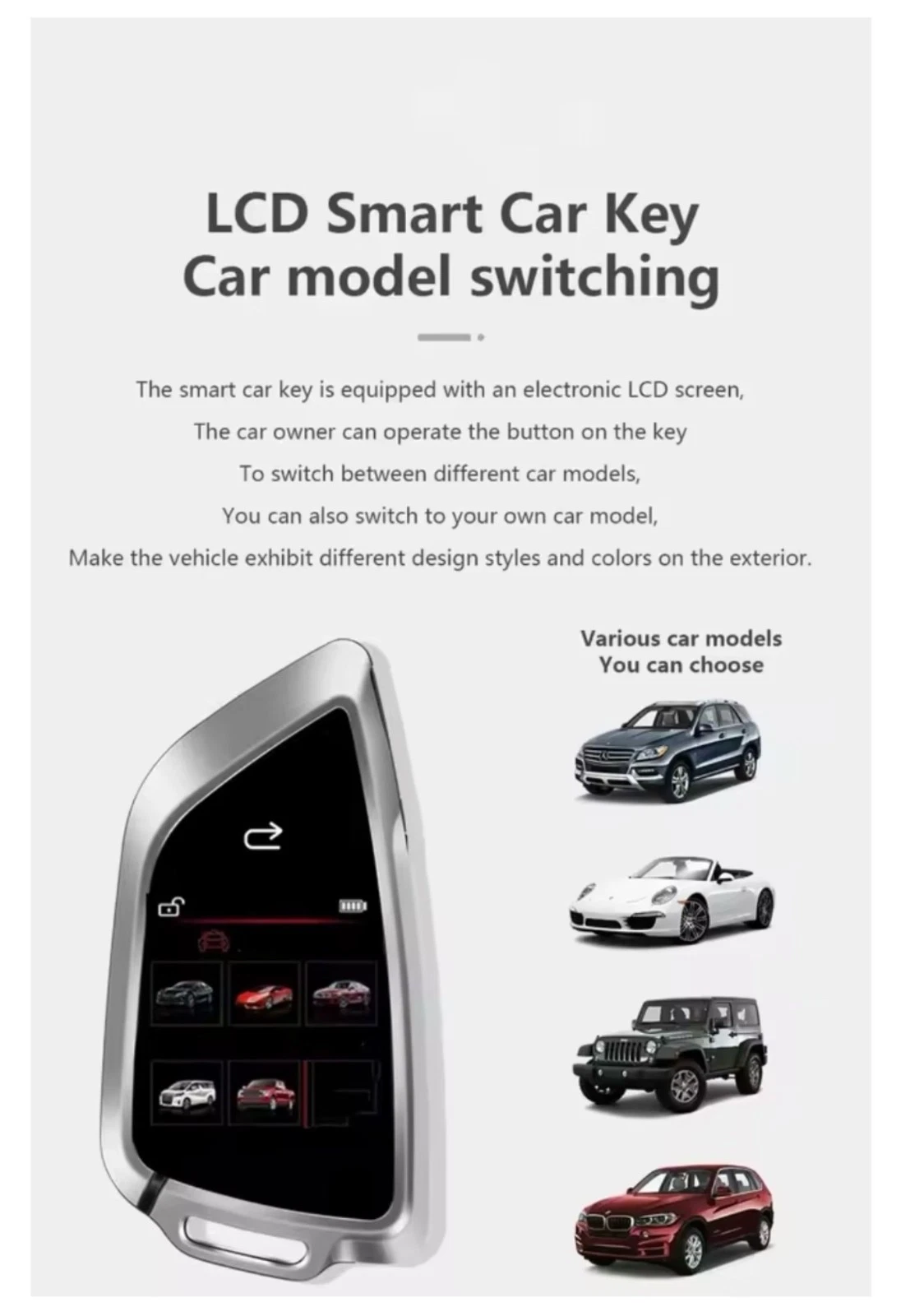 Smart LCD Clé de Voiture Écran Tactile PKE Kit d'Entrée Sans Clé Adaptateur OBD Universel Fob - Image 8