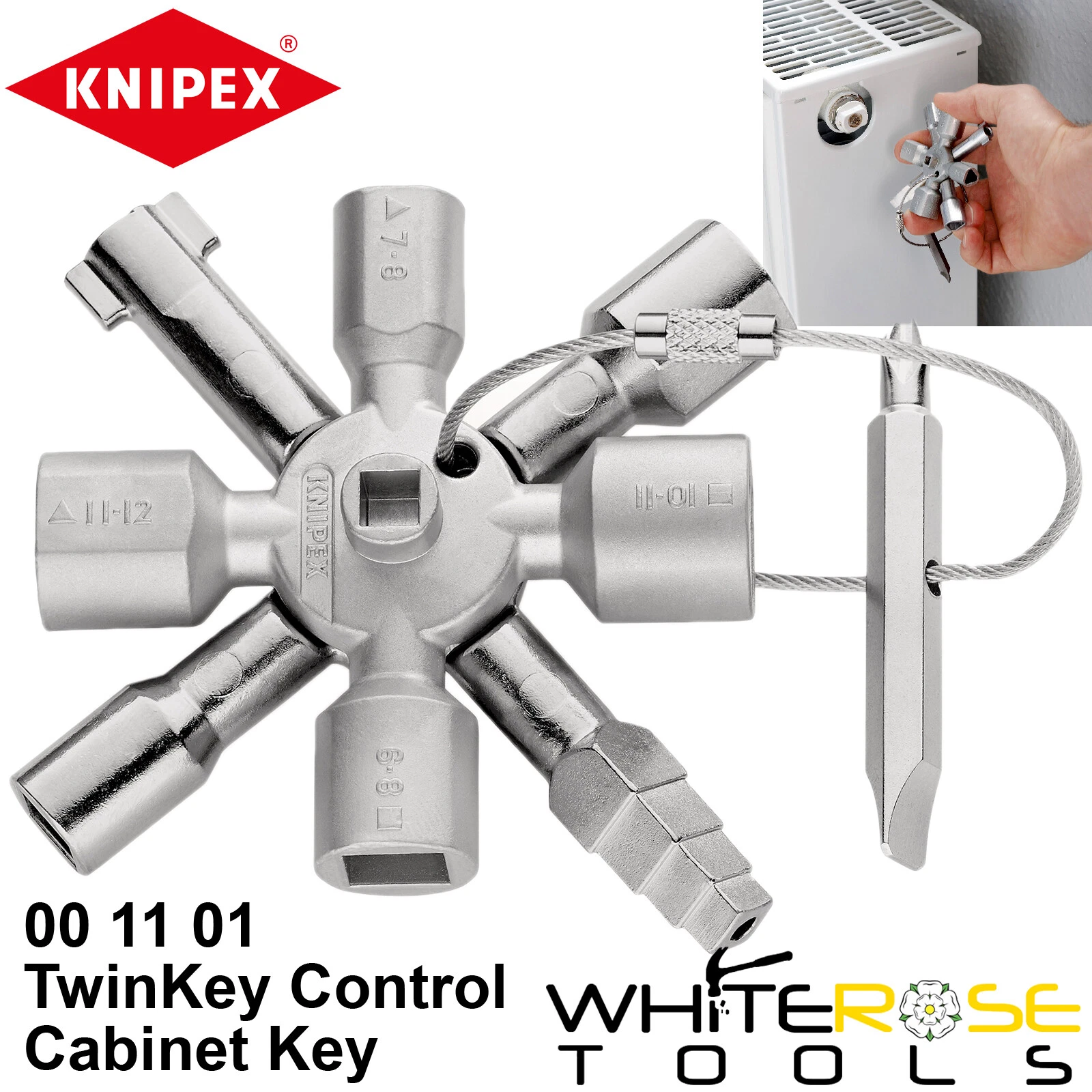 Knipex TwinKey Control Cabinet Service Multifunction Key Plumbing Engineer 92mm - Image 1
