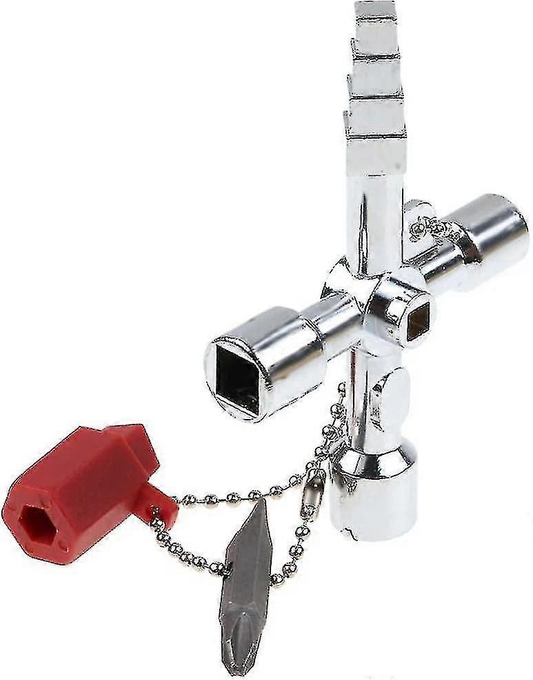 Cisea Tools 4 Way Wrench Square Triangle Wrench Universal Wrench Zinc Alloy Triangular Wrench Control Cabinet Key To Open Control Cabinet Panel Cabine - Image 1