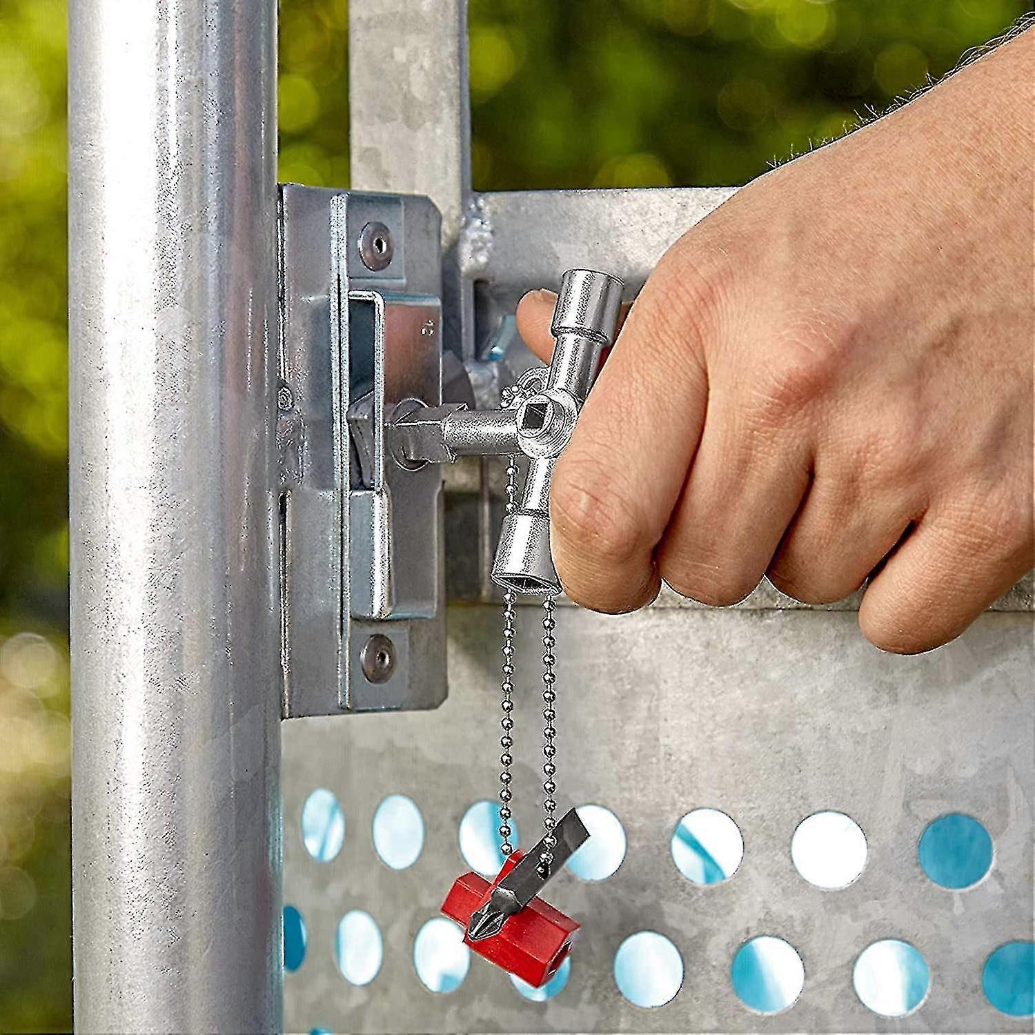 Cisea Tools 4 Way Wrench Square Triangle Wrench Universal Wrench Zinc Alloy Triangular Wrench Control Cabinet Key To Open Control Cabinet Panel Cabine - Image 5