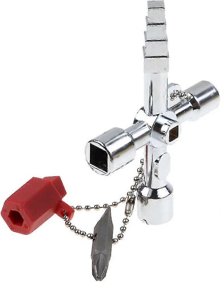 Cisea Tools 4 Way Wrench Square Triangle Wrench Universal Wrench Zinc Alloy Triangular Wrench Control Cabinet Key To Open Control Cabinet Panel Cabine - Image 1