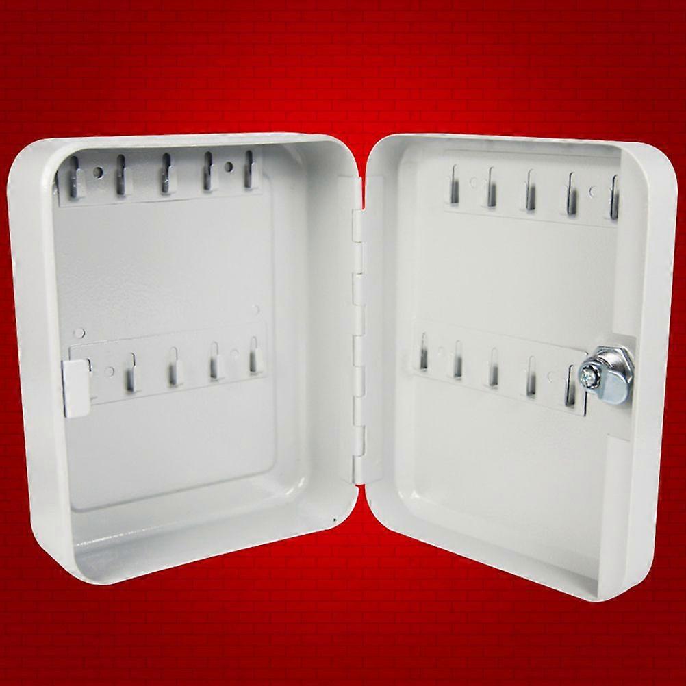 Wall Mount 20 Slots Key Organizer Key Cabinet with Key Tag Cabinet Key Organizer Steel Key Lock Box (White) - Image 3