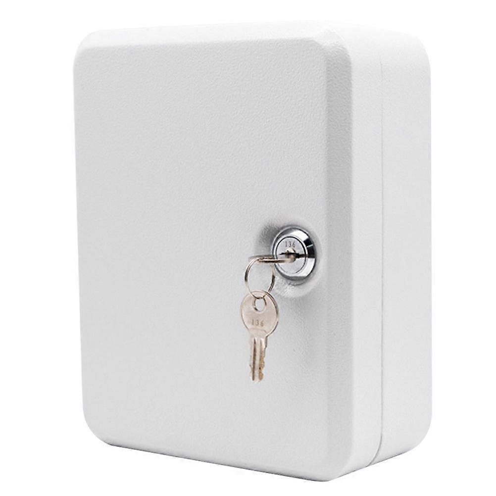 Wall Mount 20 Slots Key Organizer Key Cabinet with Key Tag Cabinet Key Organizer Steel Key Lock Box (White) - Image 1
