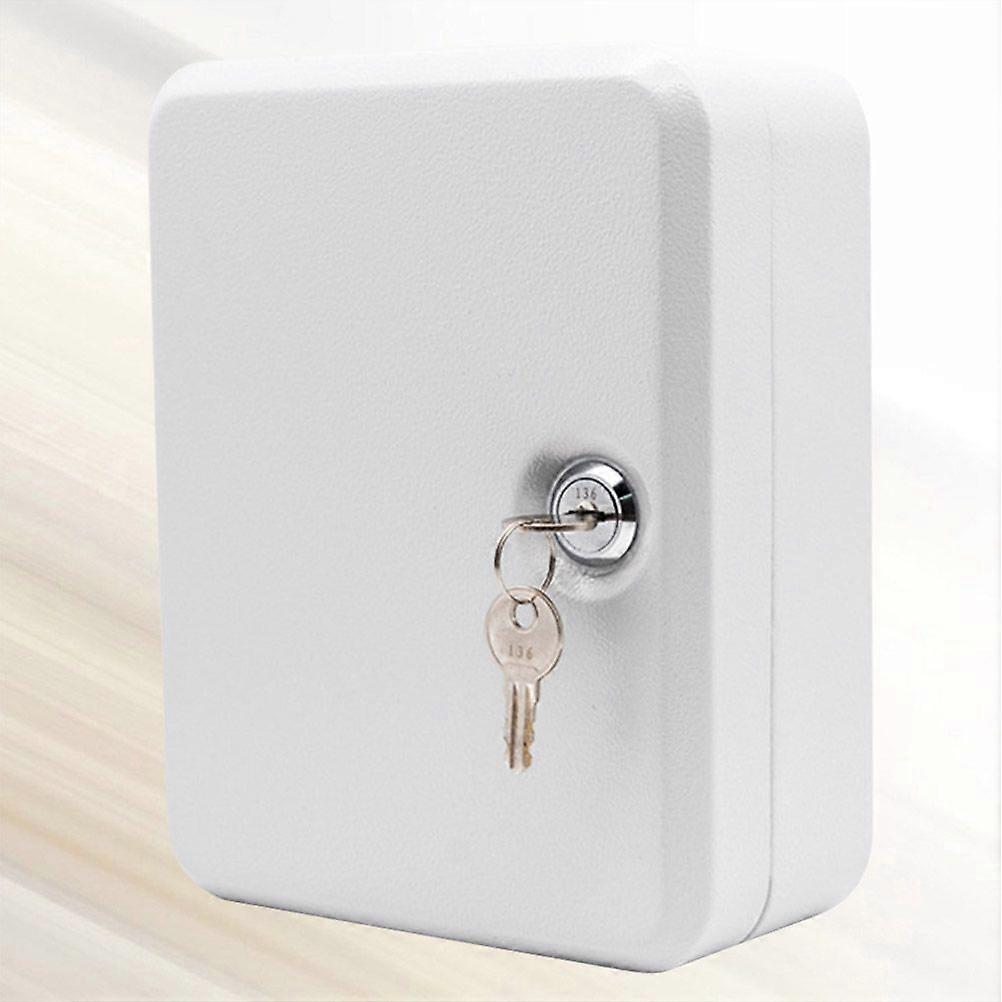 Wall Mount 20 Slots Key Organizer Key Cabinet with Key Tag Cabinet Key Organizer Steel Key Lock Box (White) - Image 3
