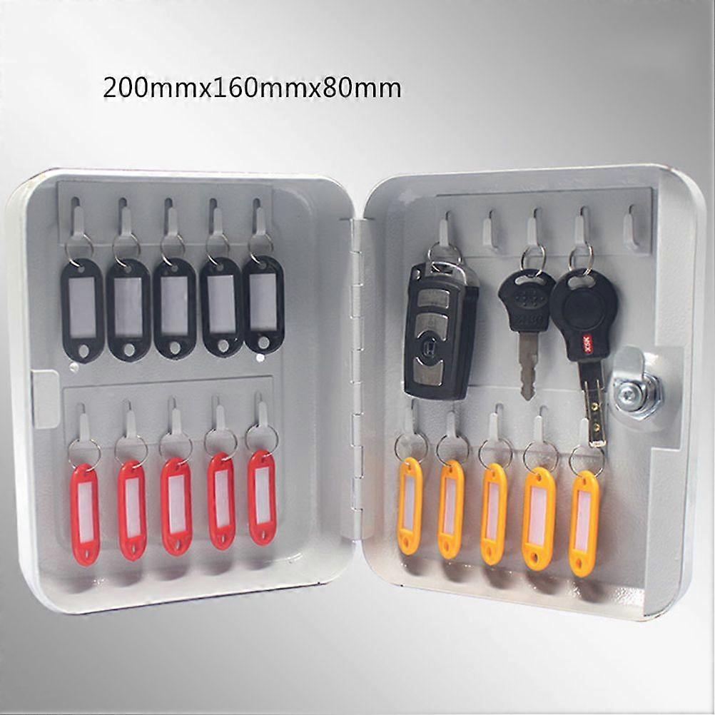 Wall Mount 20 Slots Key Organizer Key Cabinet with Key Tag Cabinet Key Organizer Steel Key Lock Box (White) - Image 4