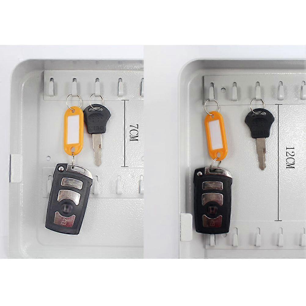Wall Mount 20 Slots Key Organizer Key Cabinet with Key Tag Cabinet Key Organizer Steel Key Lock Box (White) - Image 3