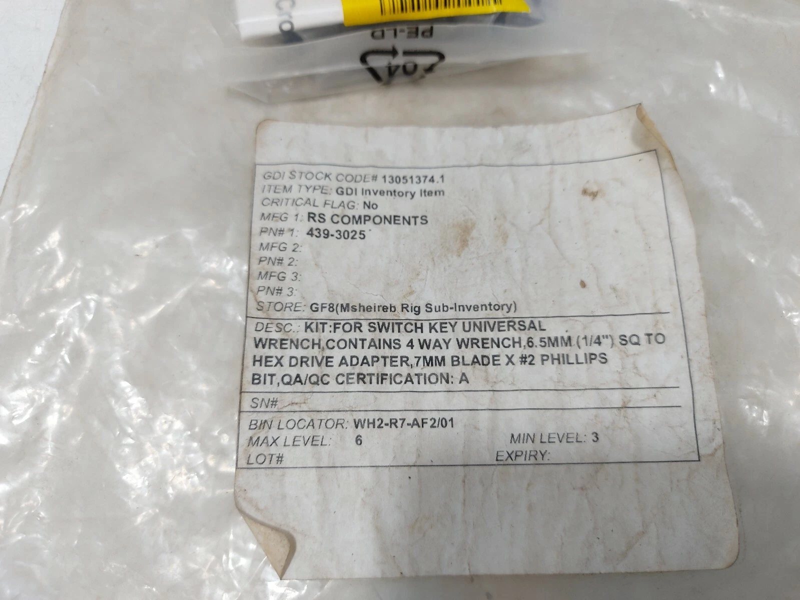 RS 439-3025 Control Cabinet Key Kit - Image 3