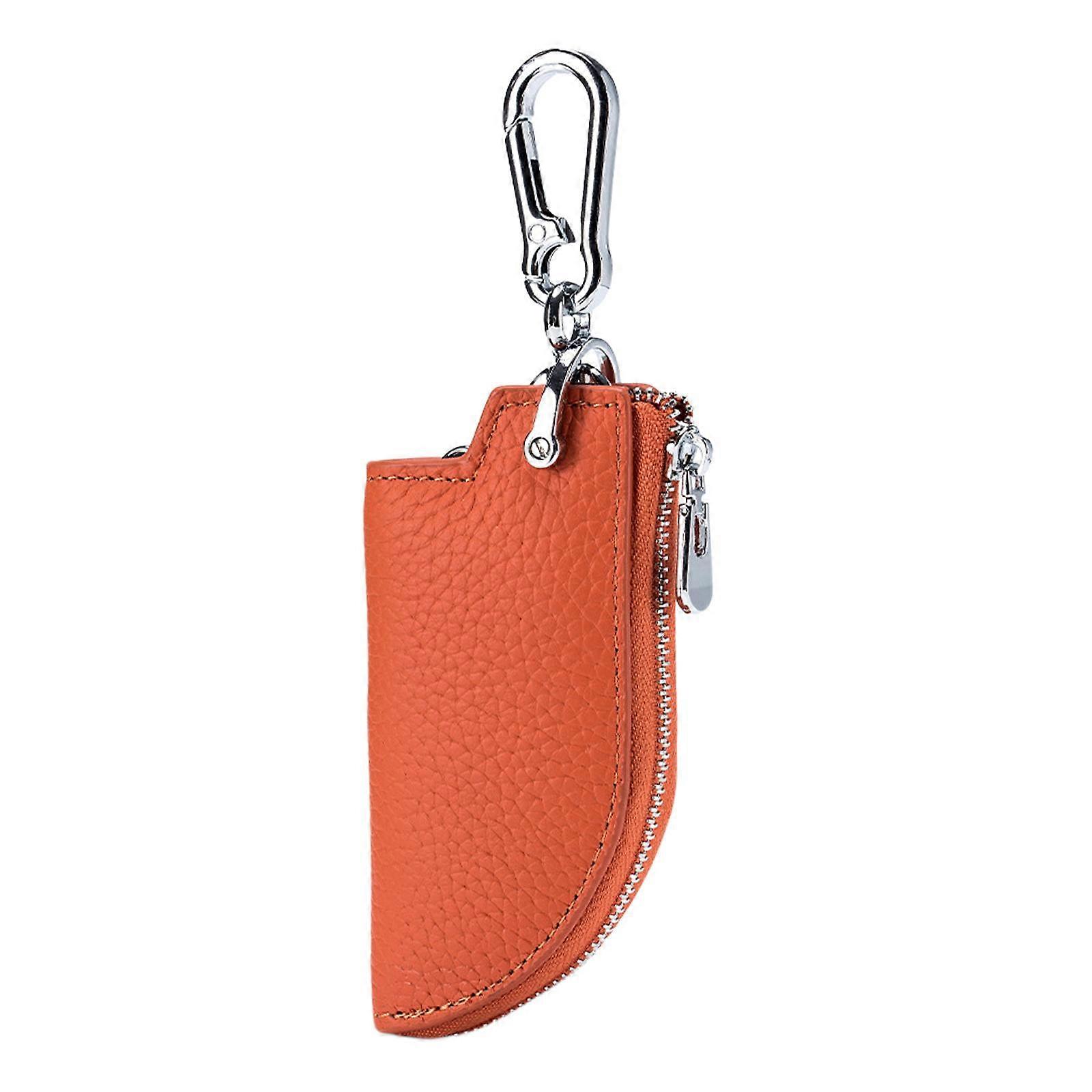 Car Key Case Key Pouch Universal Remote Key Fob Holder Key Chain Zipper Case Orange - Image 5
