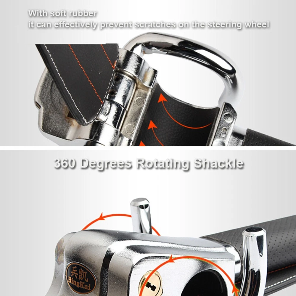 Universal Vehicle Car Steering Wheel Lock Anti-Theft Devices w/ 2 Keys Safety / - Image 9