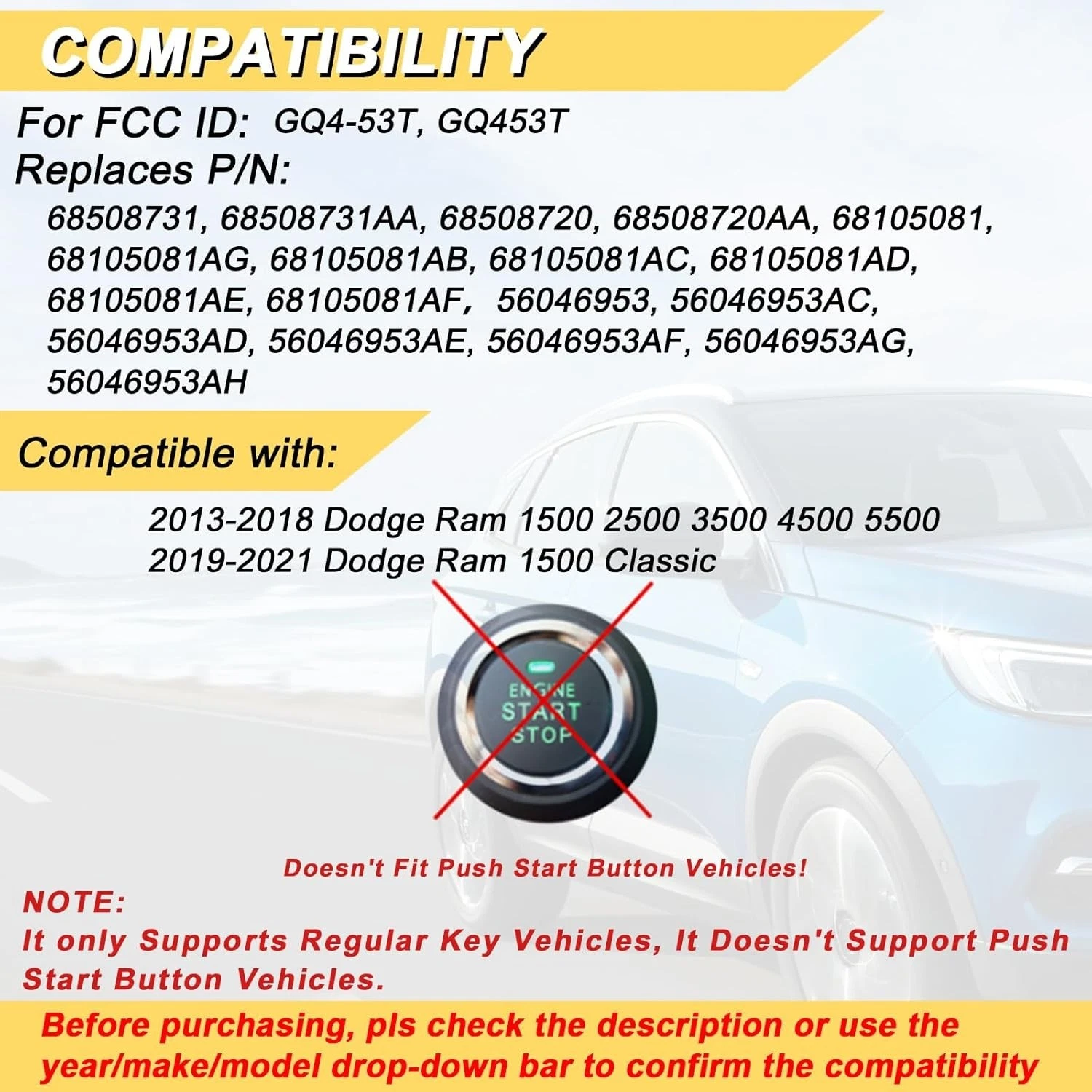 Solution Porte Clé Universel pour Ram 1500/2500/3500 2013-2021 - 2 Télécommandes Clé - Image 4