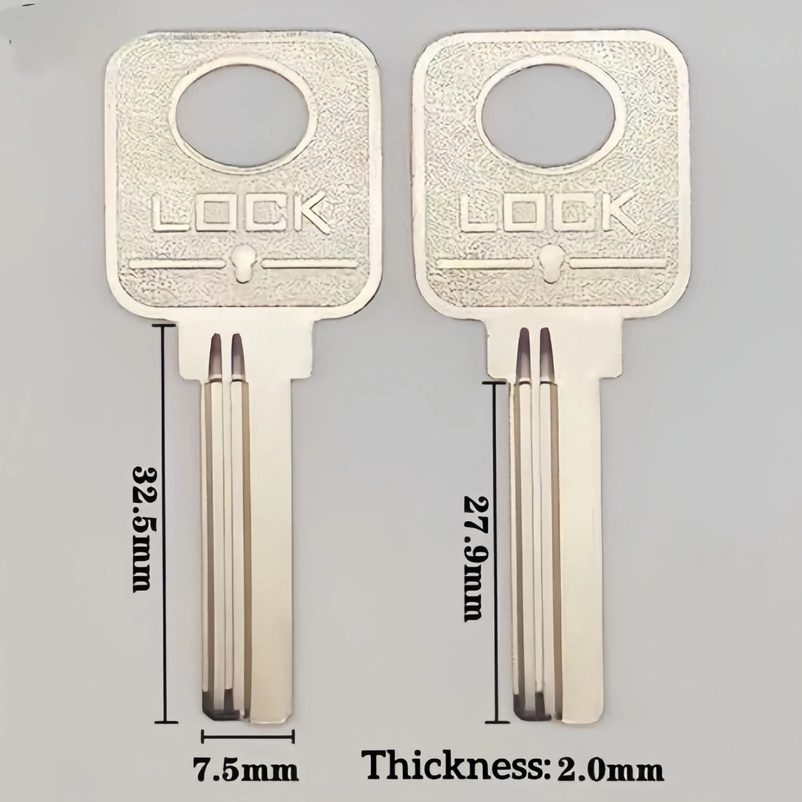 3PCS Clés vierges universelles non coupées pour portes de garage carrées 6 broches et serrures de maison 27,9 mm - Image 1