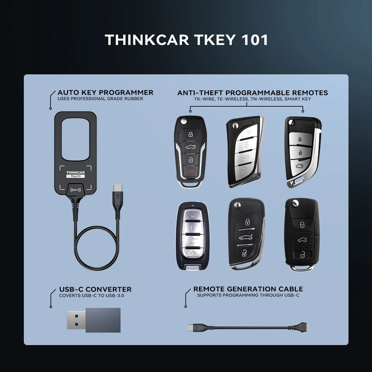 THINKCAR Porte-clés Voiture Programmeur TKEY 101 Équipement avec 6 Unités Télécommande Clés - Image 8