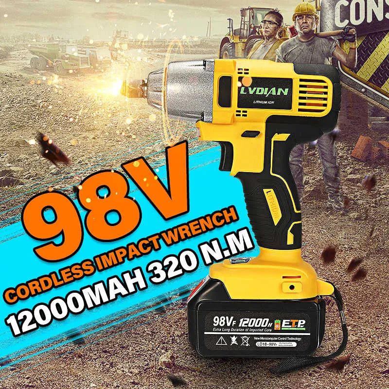 98VF 320Nm 12000mAh Cordless Electric Impact Wrench Drill Screwdriver 110-240V - Image 3