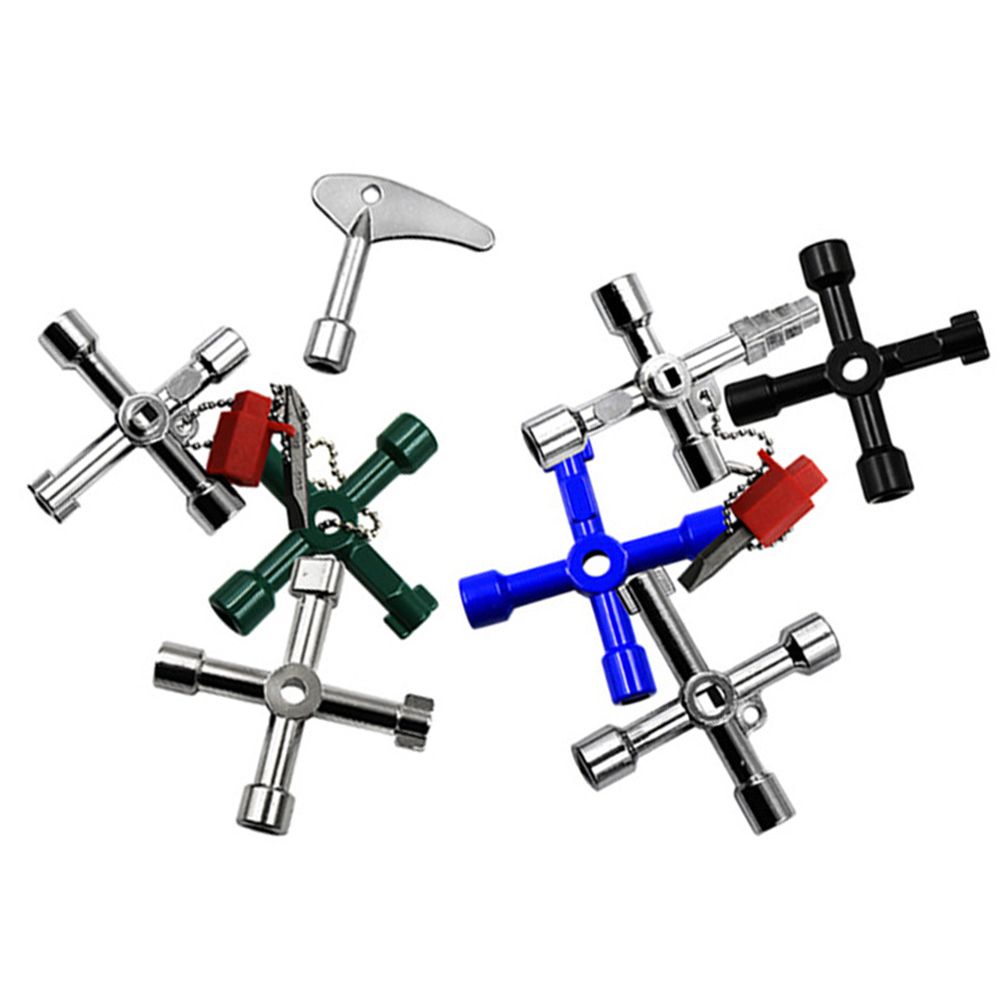 Electric Cabinet Car Elevator Cross Key Wrench - Multi-Purpose Internal Triangle Valve Tool for Water Meter - Portable Blue Green - Image 3