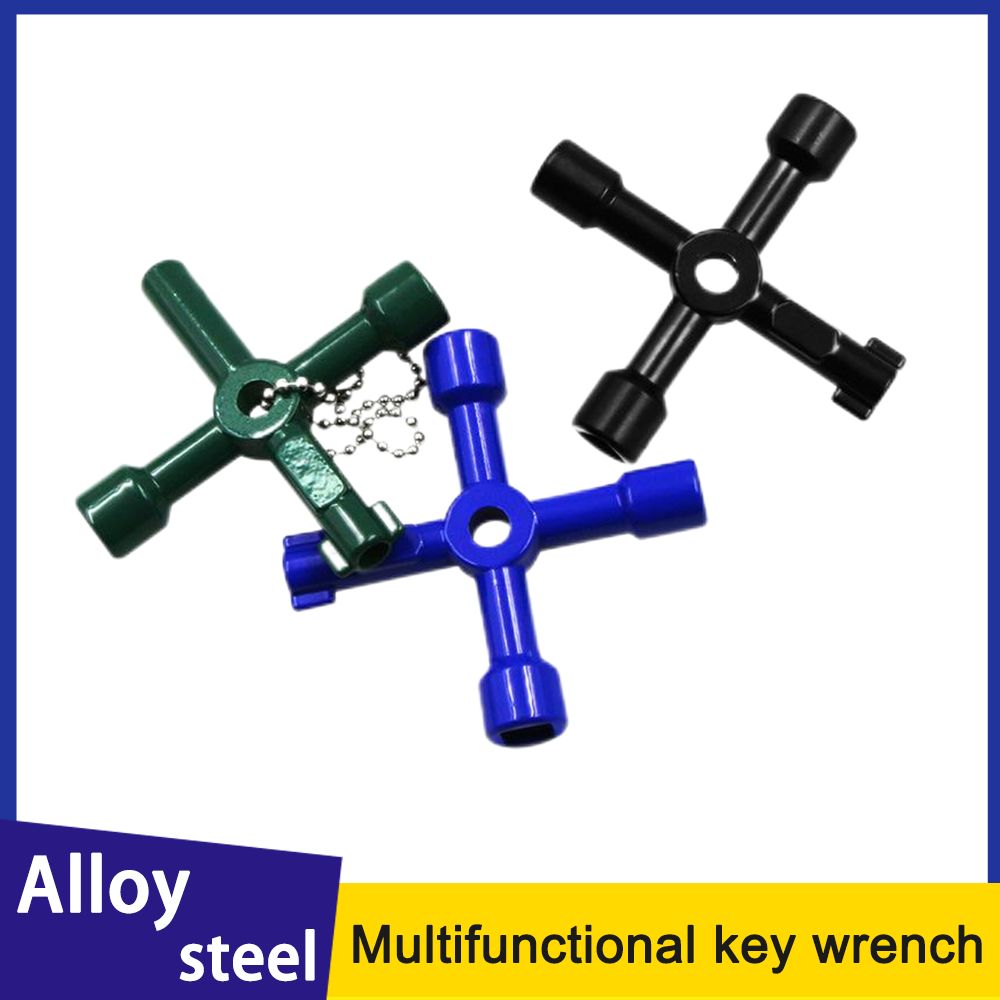 Electric Cabinet Car Elevator Cross Key Wrench - Multi-Purpose Internal Triangle Valve Tool for Water Meter - Portable Blue Green - Image 4