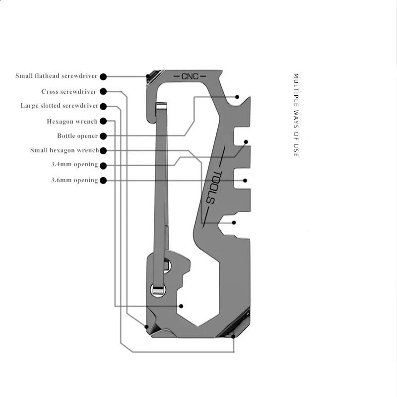 8 In 1 Multifunctional Key Ring Pocket Camping EDC Wrench Screwdriver Portable Mini Utility Keychain Outdoor Tool Chain Y112 250121 - Image 3