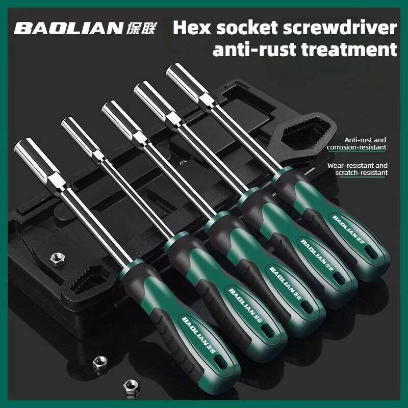 BAOLIAN Hex Hexagonal Nut Key Extend 5-14mm Metal Socket Driver Wrench Screwdriver - Image 1