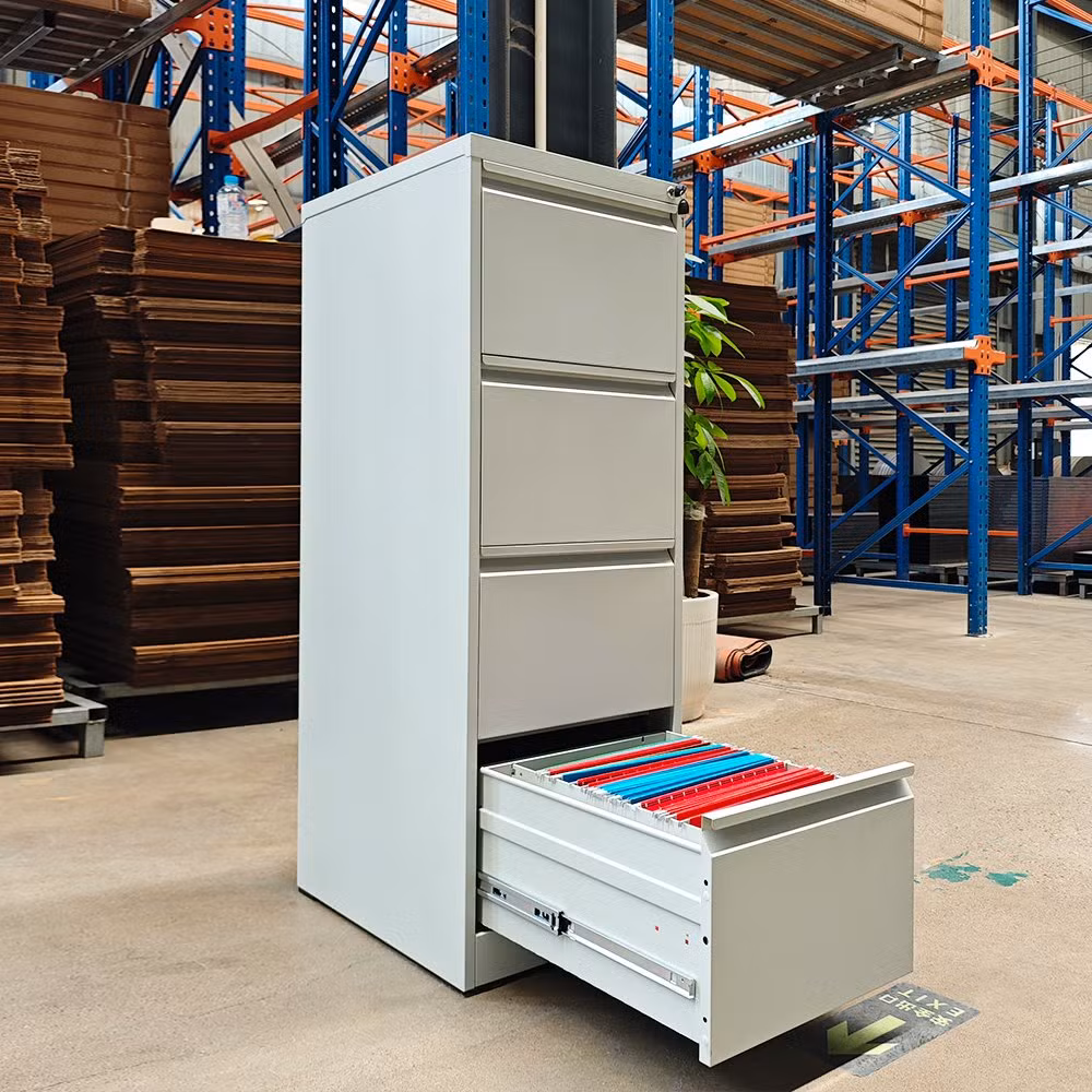 Office Furniture Vertical Metal 4 Drawer Filing Storage Drawers Cabinet - Image 4