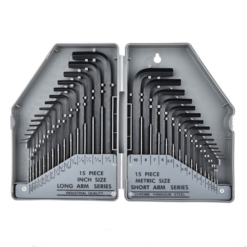 Screwdrivers Jewii 30Pcs Hex Key Allen Wrench 0.028" 3 8" Inch 0.7mm 10mm Metric Size Chromium vanadium Steel Spanner Long Arm Tool Set 230727 - Image 1