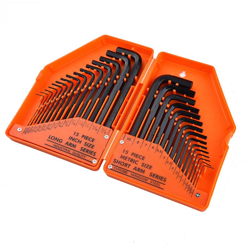 Screwdrivers Jewii 30Pcs Hex Key Allen Wrench 0.028" 3 8" Inch 0.7mm 10mm Metric Size Chromium vanadium Steel Spanner Long Arm Tool Set 230727 - Image 2