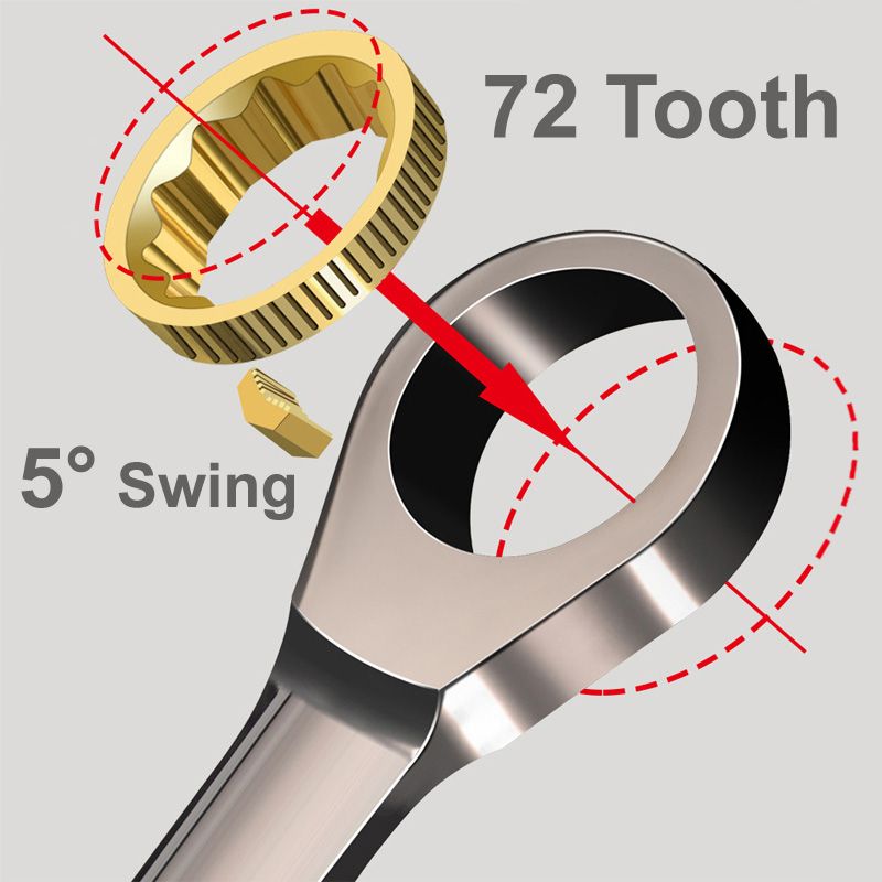 1pcs Ratchet Wrench Keys Gear Ring Tool Torque Universal Spanners for Car Repair Tools Metric - Image 2