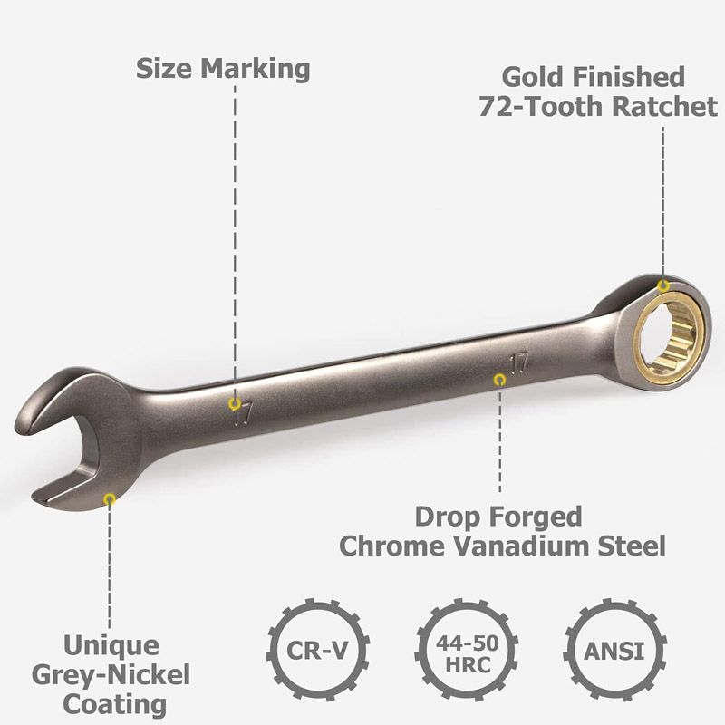 1pcs Ratchet Wrench Keys Gear Ring Tool Torque Universal Spanners for Car Repair Tools Metric - Image 4