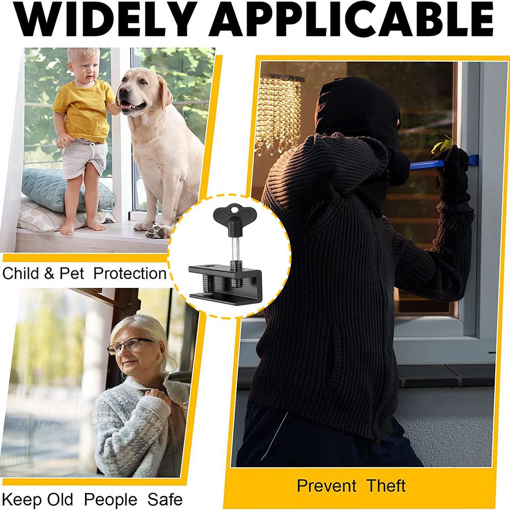 Sliding Door Window Lock with Key Wrench Door Window Lock Stopper Aluminium Alloy Window Limit Stop Locks Kid/Children Guards - Image 1