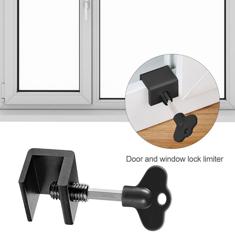 Sliding Door Window Lock with Key Wrench Door Window Lock Stopper Aluminium Alloy Window Limit Stop Locks Kid/Children Guards - Image 2