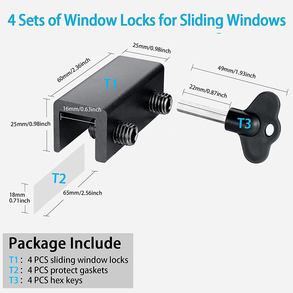 Sliding Door Window Lock with Key Wrench Door Window Lock Stopper Aluminium Alloy Window Limit Stop Locks Kid/Children Guards - Image 5