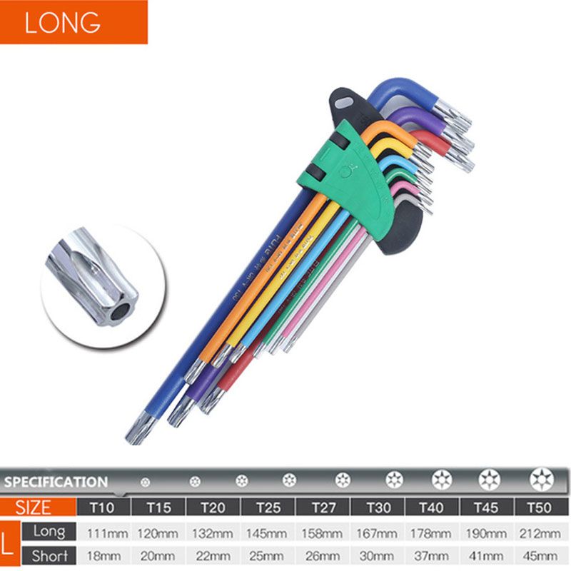 Allen Key Set L Wrench Kit For Allen Screw 9PCS Long Arm Hex Key Set 1.5mm To 10mm Hexagon Spanner Hand Tools For Bicycle Repair - Image 5