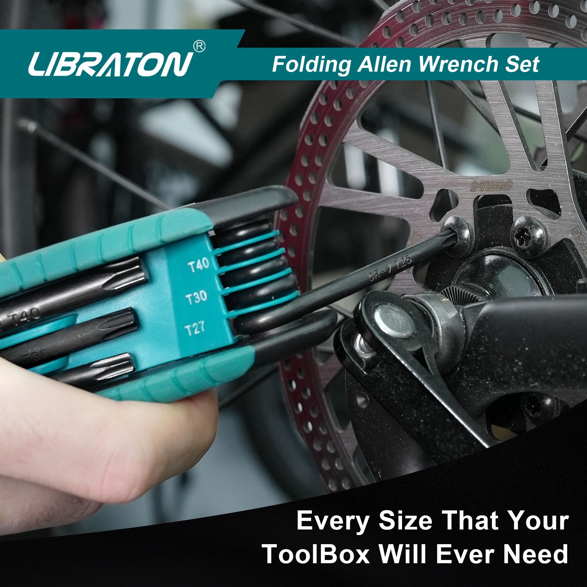 Libraton 8 in 1 Folding Torx Hex Key Allen Pocket Portable Star Wrench Kit Sizes T-9 to T-40 for Bicycle Maintenance - Image 5