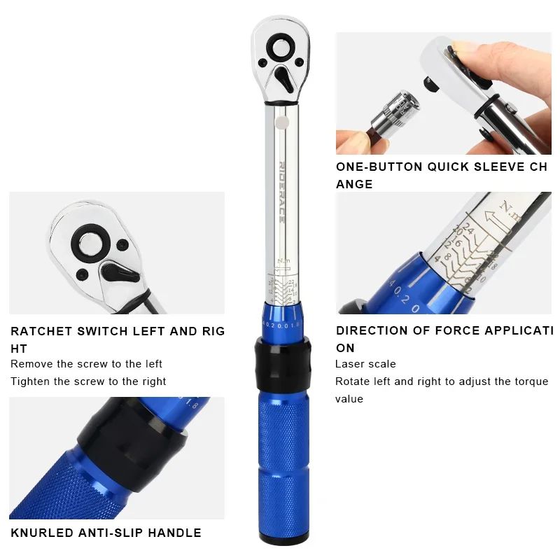15Pcs Bicycle Torque Wrench Set 1/4" 2-24Nm Dual Direction Preset Spanner Kit with Allen Keys and Socket for Bike Repair - Image 2