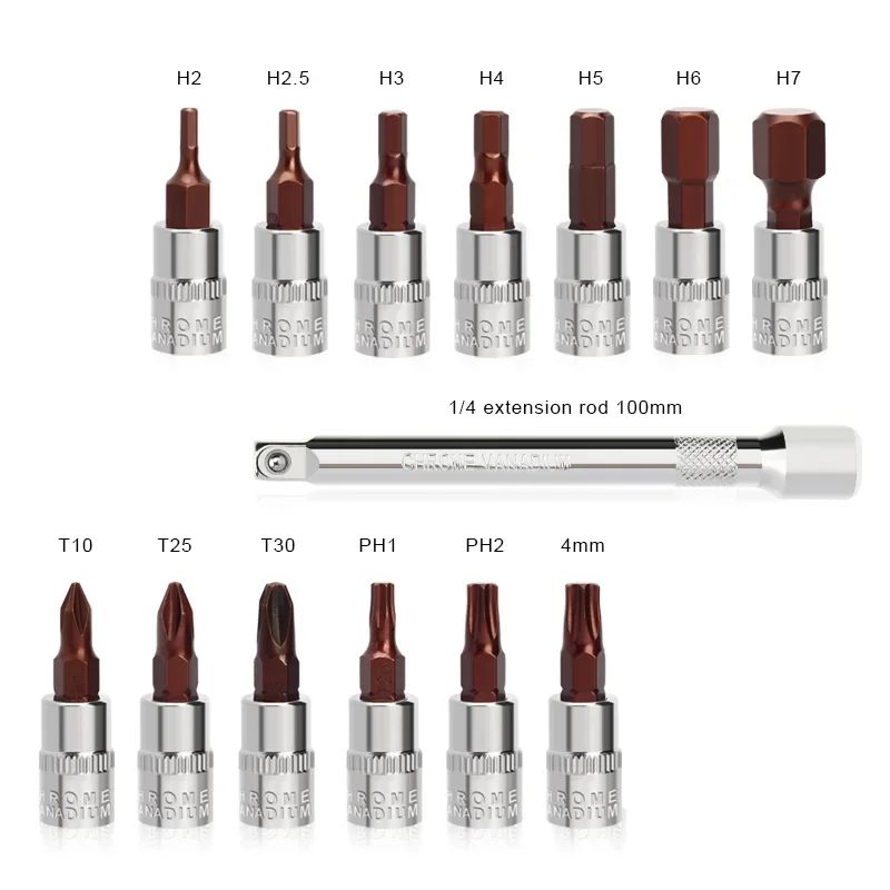 15Pcs Bicycle Torque Wrench Set 1/4" 2-24Nm Dual Direction Preset Spanner Kit with Allen Keys and Socket for Bike Repair - Image 4