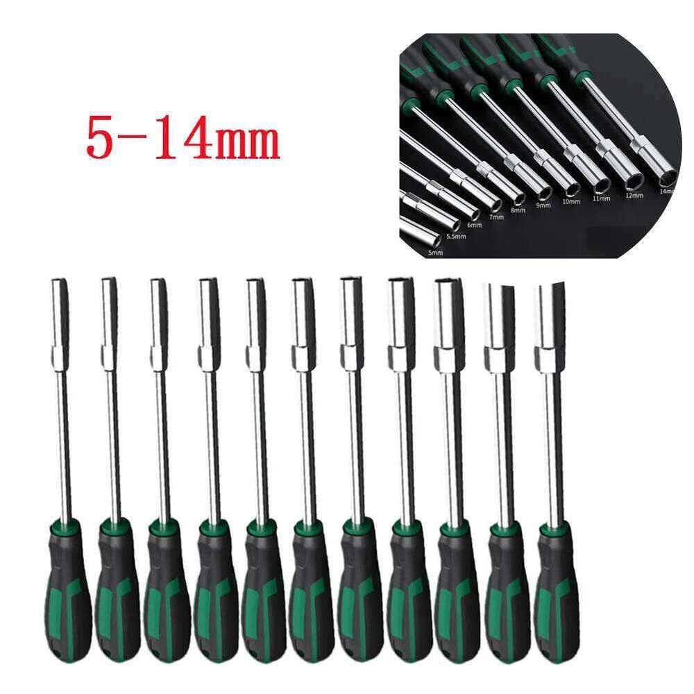 1pc Socket Wrench Hex Screwdriver Hexagonal Nut Key Extend Driver 5-14mm Metal Hand Tool Parts Length 150mm - Image 1