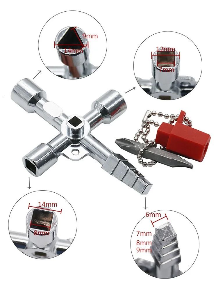 Multifunction Wrench 4 Ways Universal Triangle Wrench Plumber Keys For Gas Electric Meter Cabinets Repair Tools Hand Tools 260428 - Image 2