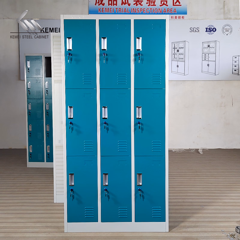 Modern Design Steel Employee Locker Sports Metal Storage Cabinet 9 Door Wardrobe - Image 2