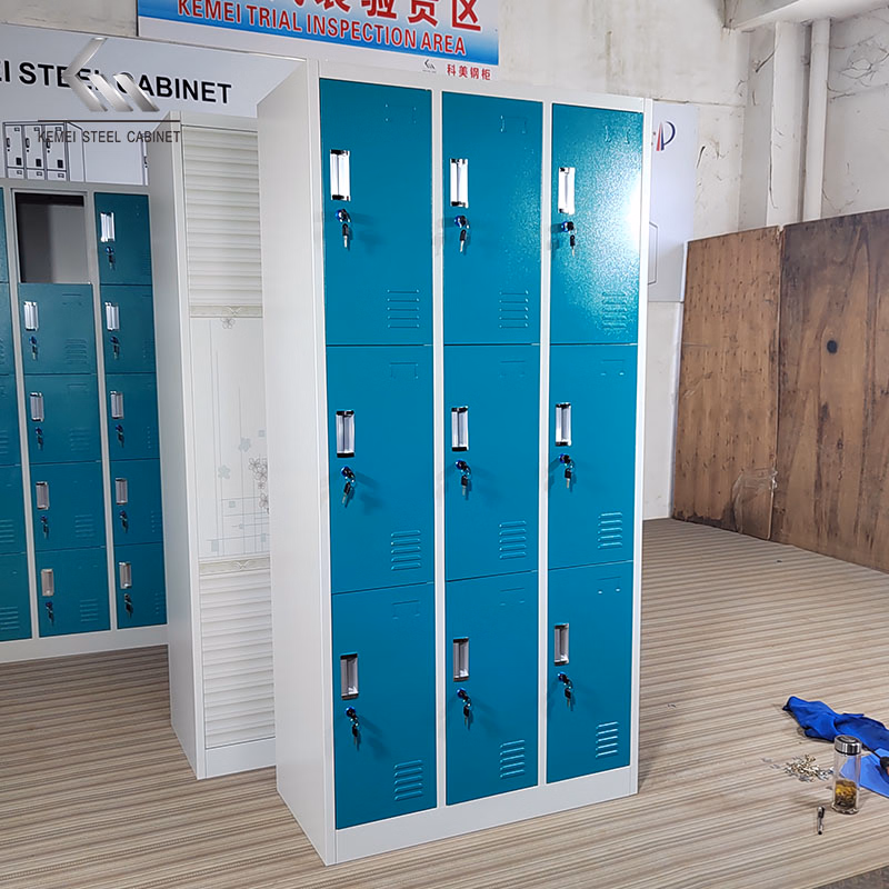 Modern Design Steel Employee Locker Sports Metal Storage Cabinet 9 Door Wardrobe - Image 3