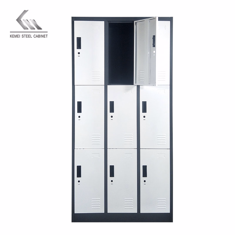 Modern Design Steel Employee Locker Sports Metal Storage Cabinet 9 Door Wardrobe - Image 5