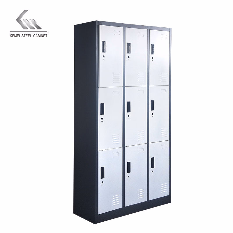 Modern Design Steel Employee Locker Sports Metal Storage Cabinet 9 Door Wardrobe - Image 6