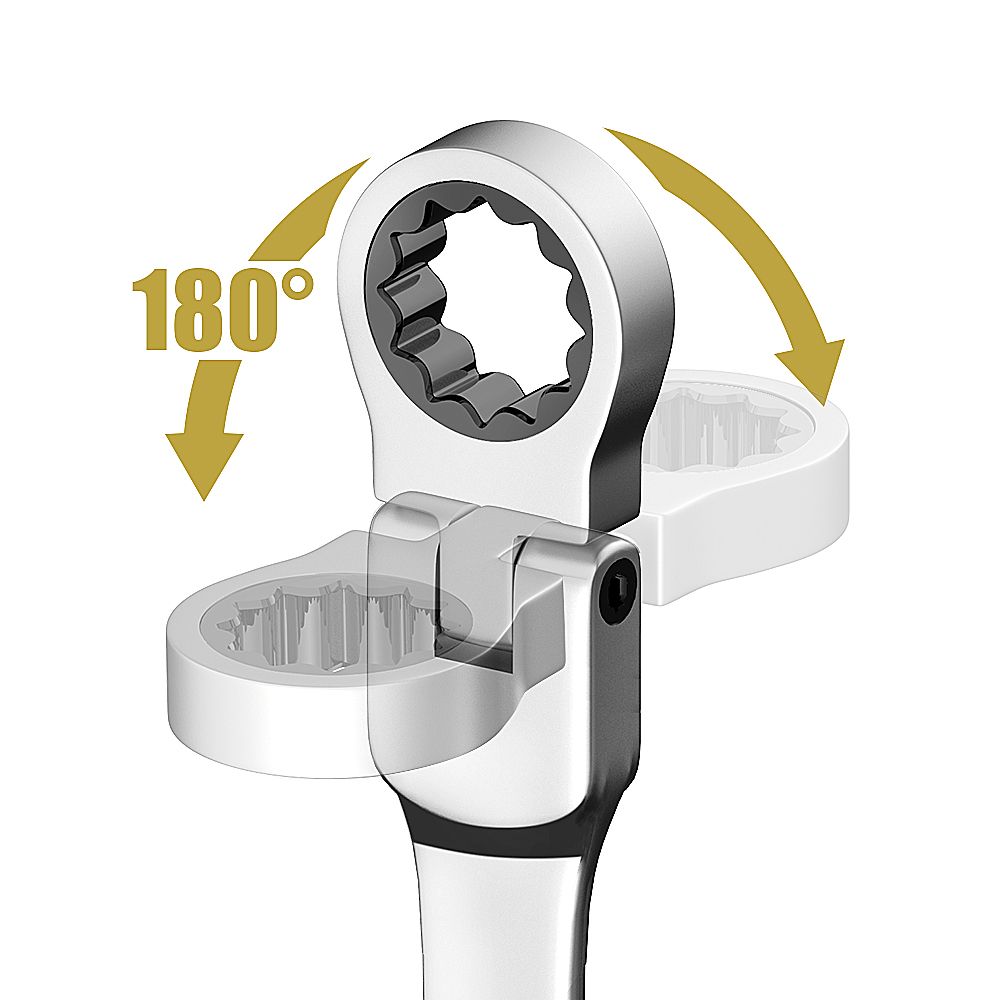 WOZOBUY Flex Head Ratcheting Wrench Set - Metric Cr-V Combination Gear Spanners for Car Repair and Maintenance Tools - Image 2