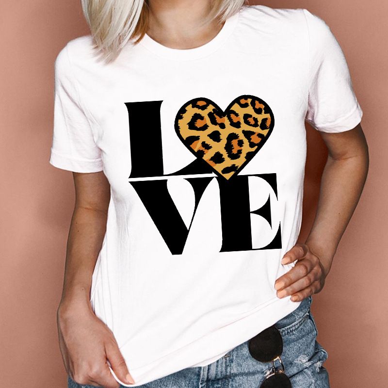 Flower Pattern Tshirt OC0010# Maryya Large Short Sleeve T Shirt Summer Women's Flower Pattern Cartoon Heart Top Personalized Customization Pattern - Image 5