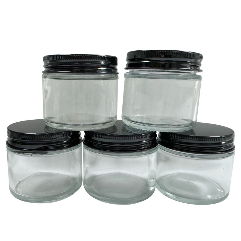 Empty 60ML Clear Glass Jar Container Custom Made Kitchen Storage Jars Food Storage Containers Clear Glass Bottles Black Aluminum Covers - Image 3