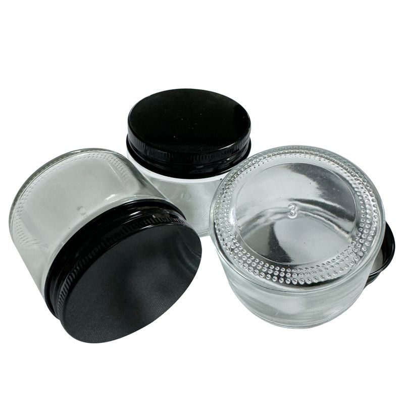 Empty 60ML Clear Glass Jar Container Custom Made Kitchen Storage Jars Food Storage Containers Clear Glass Bottles Black Aluminum Covers - Image 2