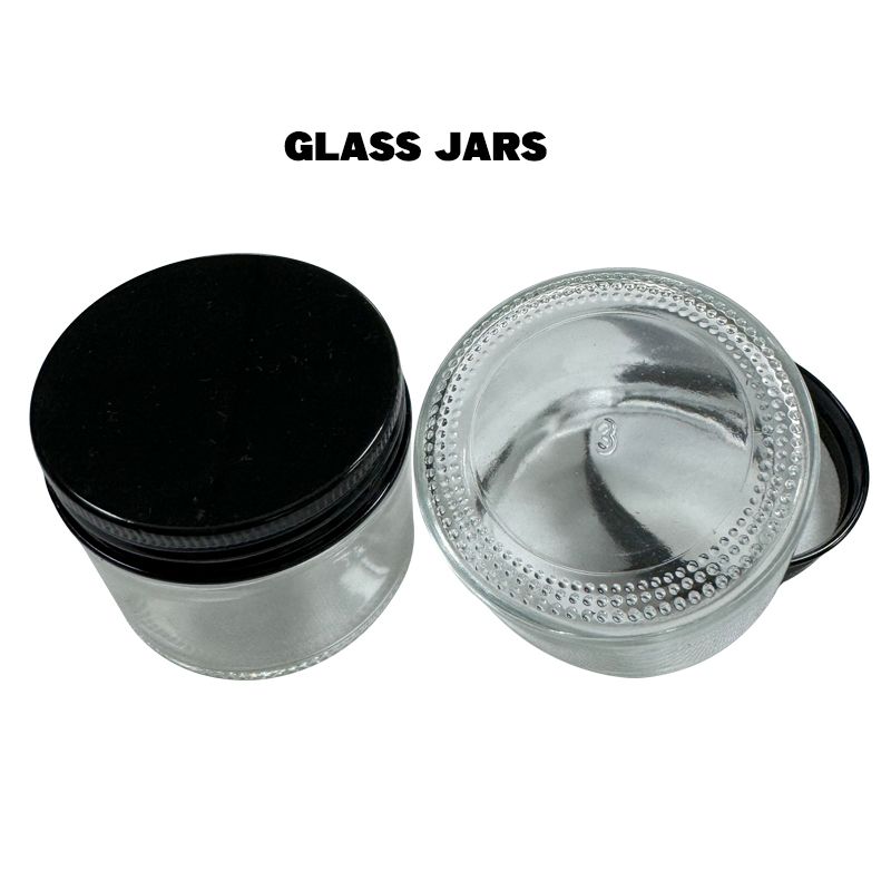 Empty 60ML Clear Glass Jar Container Custom Made Kitchen Storage Jars Food Storage Containers Clear Glass Bottles Black Aluminum Covers - Image 1