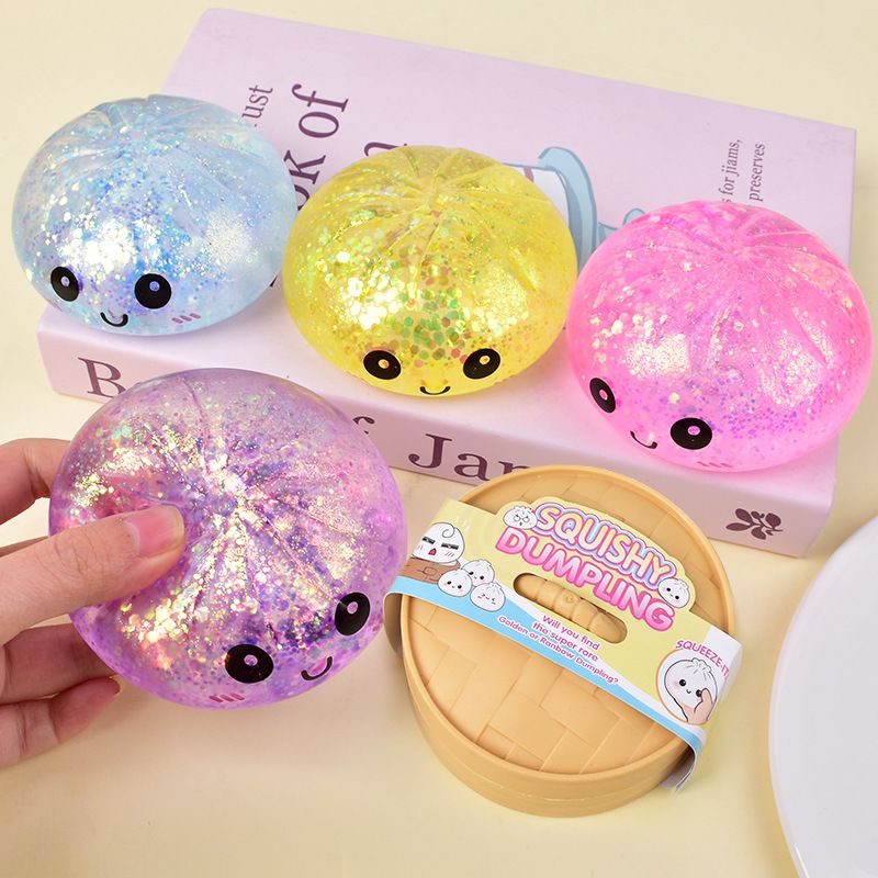 8.5CM Food Steamer Giant Dumpling Squishies Glitter Mystery Box Colorful Stress Balls Fidget Sensory Squeeze TPR Taba Toy - Image 4